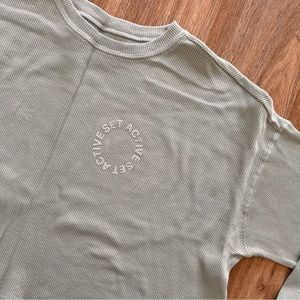 Set Active Waffle Thermal Long Sleeve Top —Green